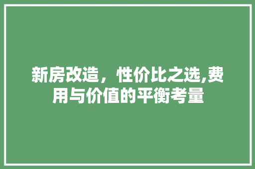 新房改造，性价比之选,费用与价值的平衡考量