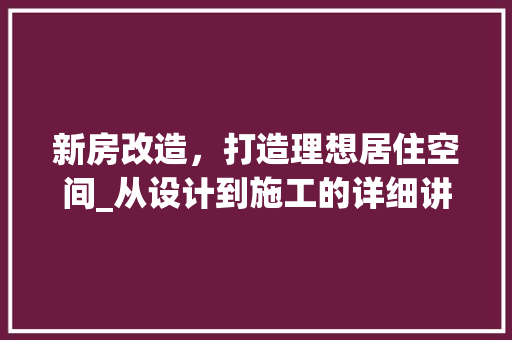 新房改造，打造理想居住空间_从设计到施工的详细讲解