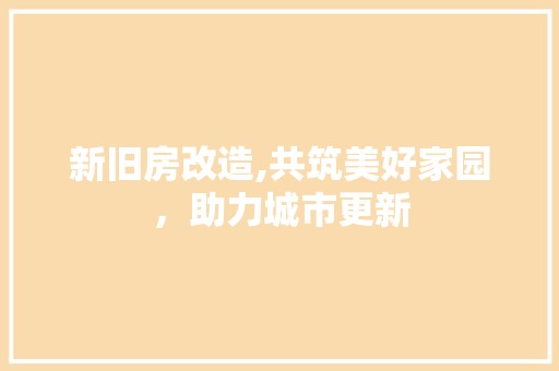 新旧房改造,共筑美好家园，助力城市更新