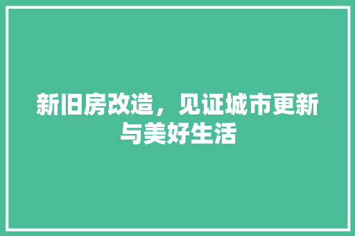 新旧房改造，见证城市更新与美好生活