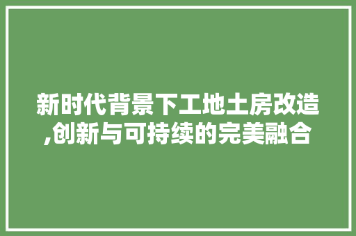 新时代背景下工地土房改造,创新与可持续的完美融合