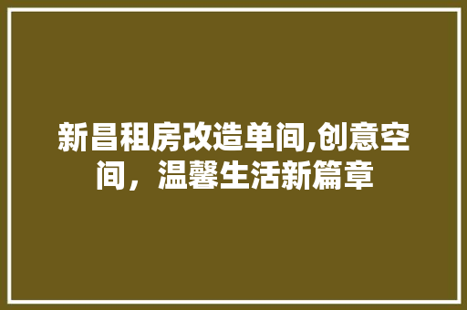新昌租房改造单间,创意空间，温馨生活新篇章