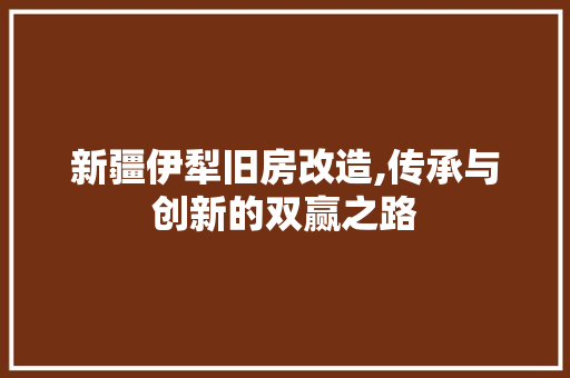 新疆伊犁旧房改造,传承与创新的双赢之路