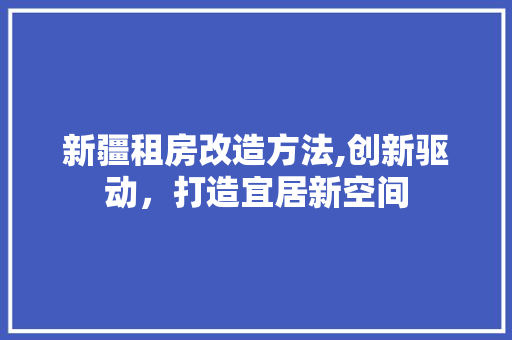 新疆租房改造方法,创新驱动，打造宜居新空间