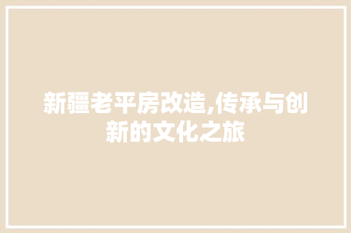 新疆老平房改造,传承与创新的文化之旅