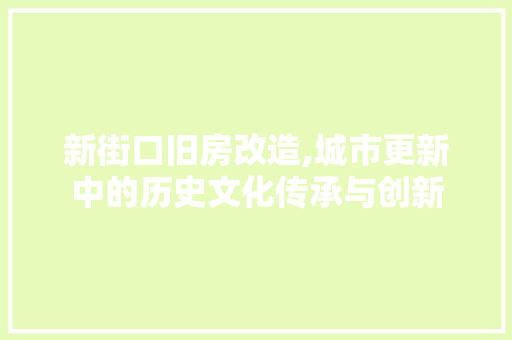 新街口旧房改造,城市更新中的历史文化传承与创新
