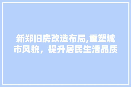 新郑旧房改造布局,重塑城市风貌，提升居民生活品质