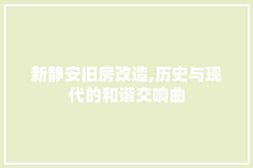 新静安旧房改造,历史与现代的和谐交响曲