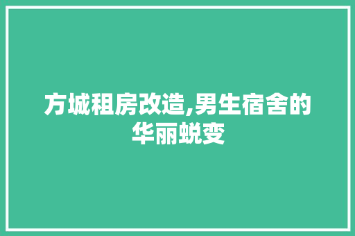 方城租房改造,男生宿舍的华丽蜕变