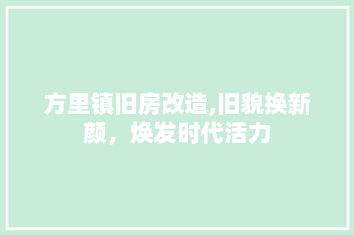 方里镇旧房改造,旧貌换新颜，焕发时代活力