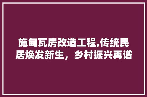 施甸瓦房改造工程,传统民居焕发新生，乡村振兴再谱新篇