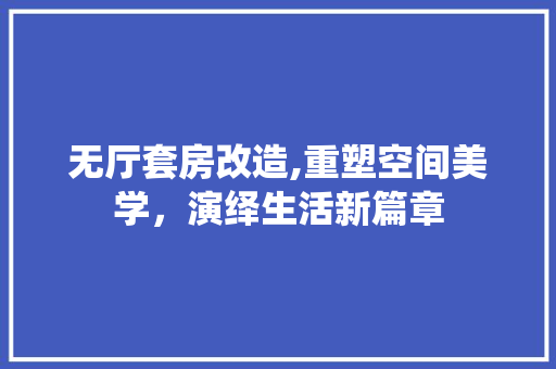 无厅套房改造,重塑空间美学，演绎生活新篇章