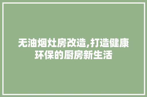 无油烟灶房改造,打造健康环保的厨房新生活