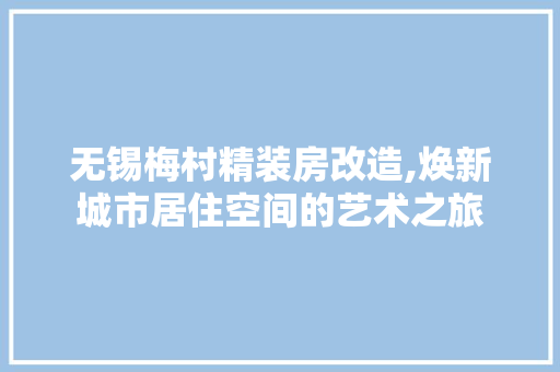 无锡梅村精装房改造,焕新城市居住空间的艺术之旅