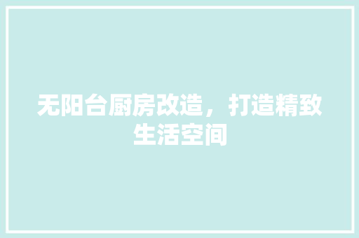 无阳台厨房改造，打造精致生活空间