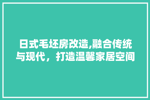 日式毛坯房改造,融合传统与现代，打造温馨家居空间