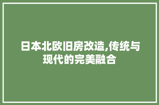 日本北欧旧房改造,传统与现代的完美融合