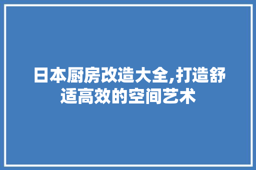 日本厨房改造大全,打造舒适高效的空间艺术