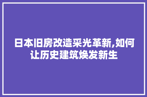 日本旧房改造采光革新,如何让历史建筑焕发新生