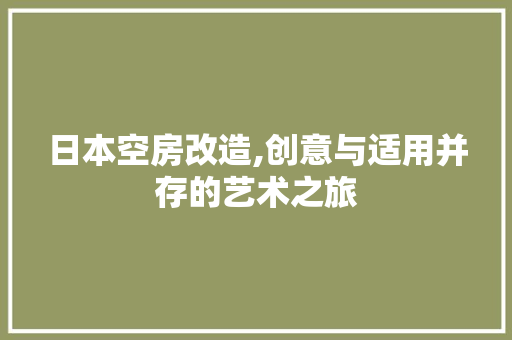 日本空房改造,创意与适用并存的艺术之旅