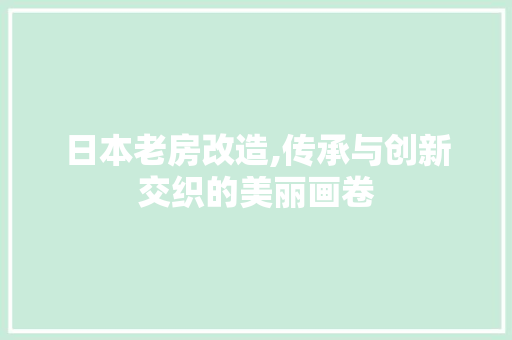 日本老房改造,传承与创新交织的美丽画卷