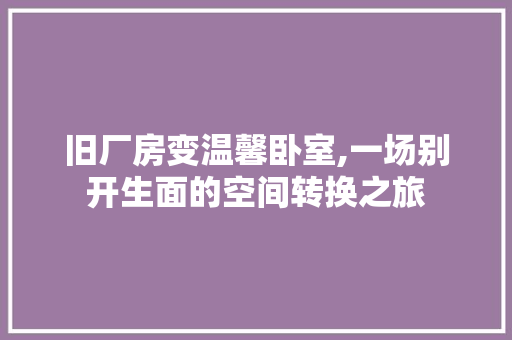 旧厂房变温馨卧室,一场别开生面的空间转换之旅