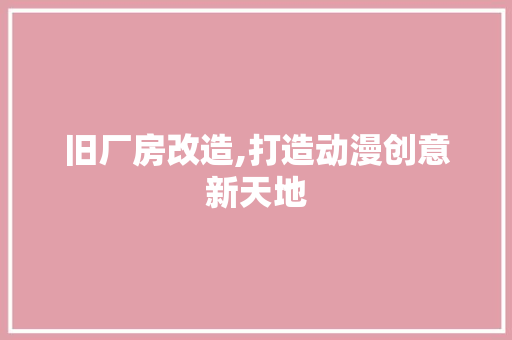 旧厂房改造,打造动漫创意新天地