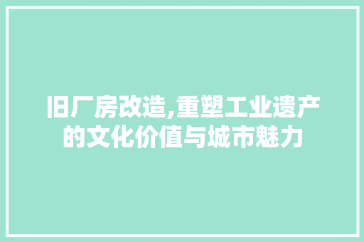 旧厂房改造,重塑工业遗产的文化价值与城市魅力