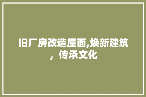 旧厂房改造屋面,焕新建筑，传承文化