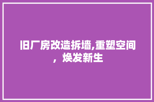 旧厂房改造拆墙,重塑空间，焕发新生