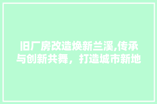 旧厂房改造焕新兰溪,传承与创新共舞，打造城市新地标