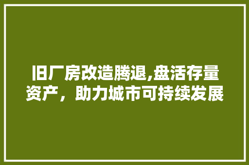 旧厂房改造腾退,盘活存量资产，助力城市可持续发展