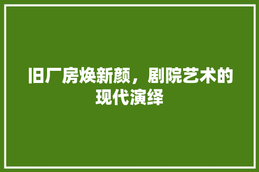 旧厂房焕新颜，剧院艺术的现代演绎