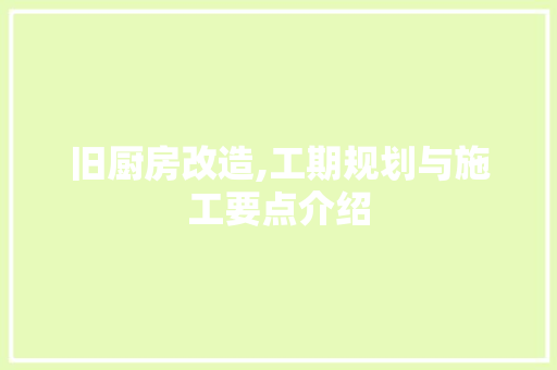 旧厨房改造,工期规划与施工要点介绍