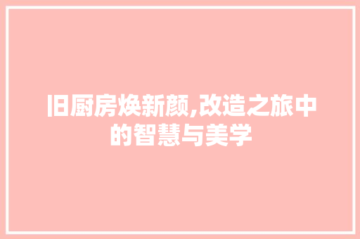 旧厨房焕新颜,改造之旅中的智慧与美学
