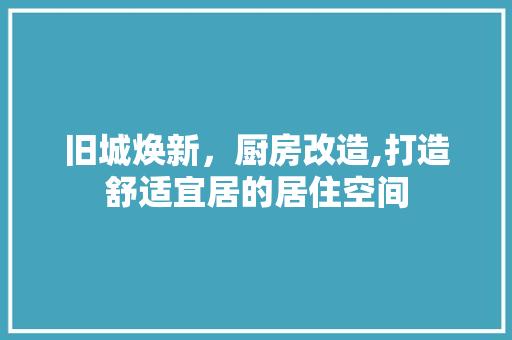 旧城焕新，厨房改造,打造舒适宜居的居住空间