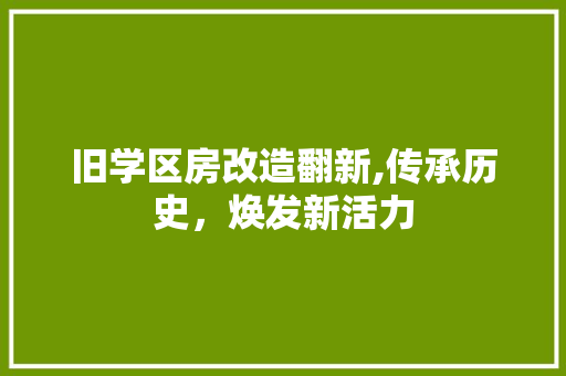 旧学区房改造翻新,传承历史，焕发新活力