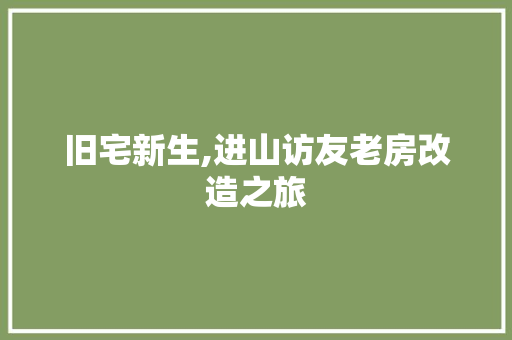 旧宅新生,进山访友老房改造之旅