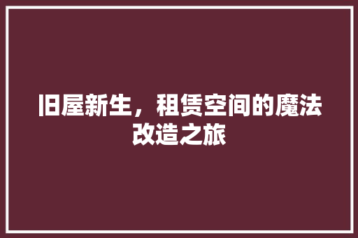 旧屋新生，租赁空间的魔法改造之旅