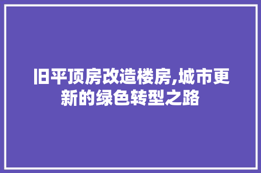 旧平顶房改造楼房,城市更新的绿色转型之路