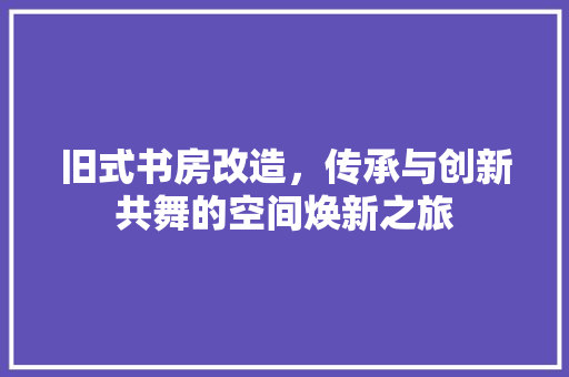 旧式书房改造，传承与创新共舞的空间焕新之旅