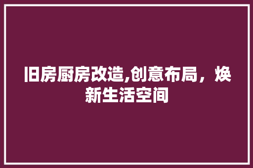 旧房厨房改造,创意布局，焕新生活空间 厨房维修