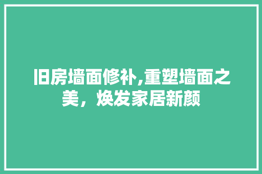 旧房墙面修补,重塑墙面之美，焕发家居新颜