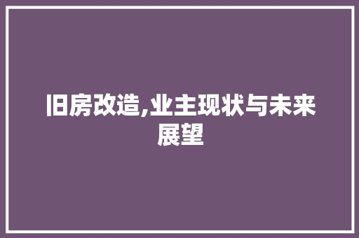 旧房改造,业主现状与未来展望