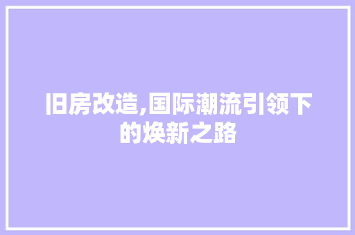 旧房改造,国际潮流引领下的焕新之路