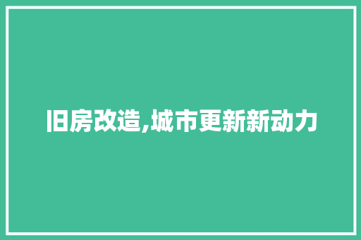 旧房改造,城市更新新动力