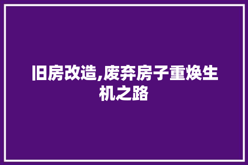 旧房改造,废弃房子重焕生机之路