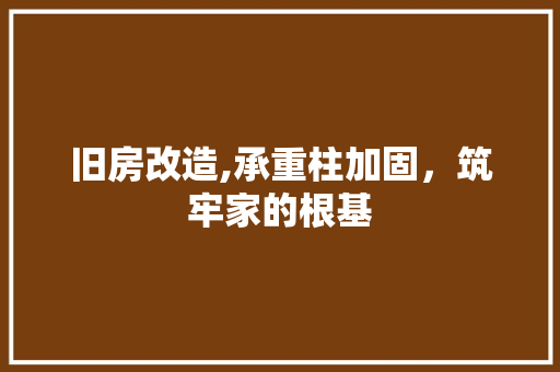 旧房改造,承重柱加固，筑牢家的根基