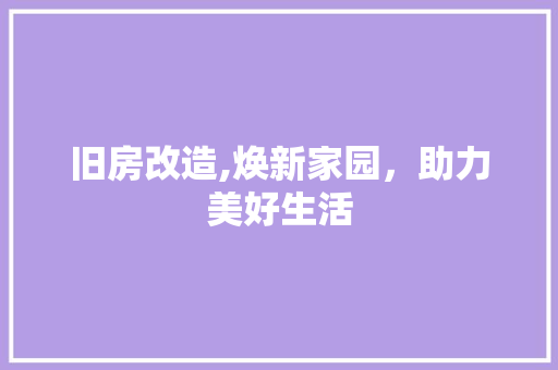 旧房改造,焕新家园，助力美好生活