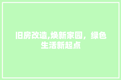 旧房改造,焕新家园，绿色生活新起点